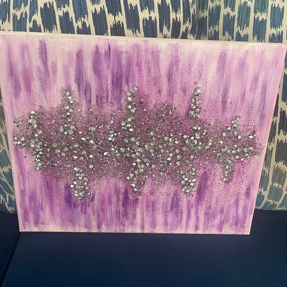 Purple & Silver Glitter Abstract Canvas Art (Special Needs Artist) - Picture 4 of 5